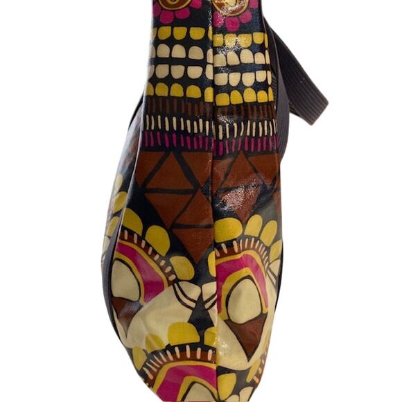 Fossil VTG. Key-Per Coated Tote Purse Beach Bag Multi-Colorful - Picture 4 of 10